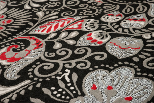 United Weavers Dallas Bandanna Black Rug - close-up detail