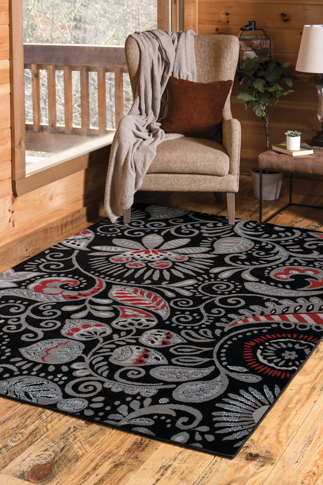 United Weavers Dallas Bandanna Black Rug - second room scene