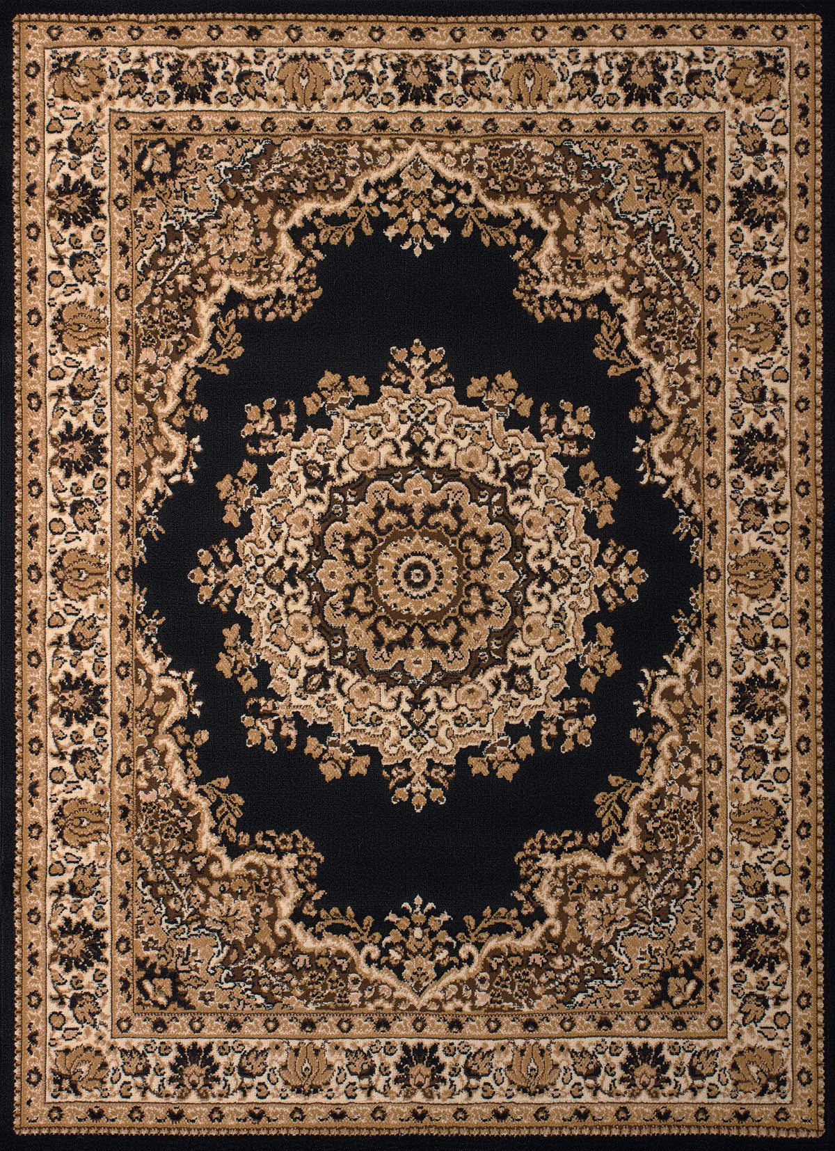 United Weavers Dallas Floral Kirman Black Rug - front view