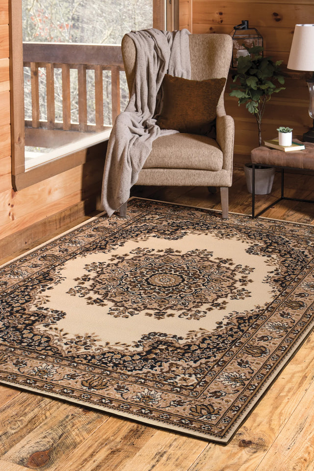 United Weavers Dallas Floral Kirman Ivory Rug - second room scene