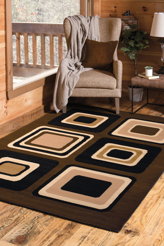 United Weavers Dallas Spaces Brown Rug - second room scene