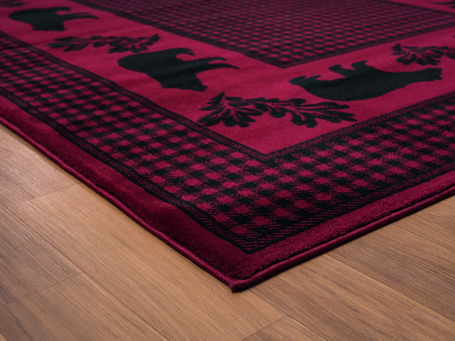 United Weavers Highlands Bear March Red Rug - angle view