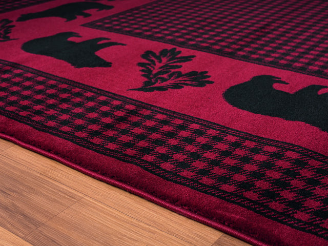 United Weavers Highlands Bear March Red Rug - close-up detail