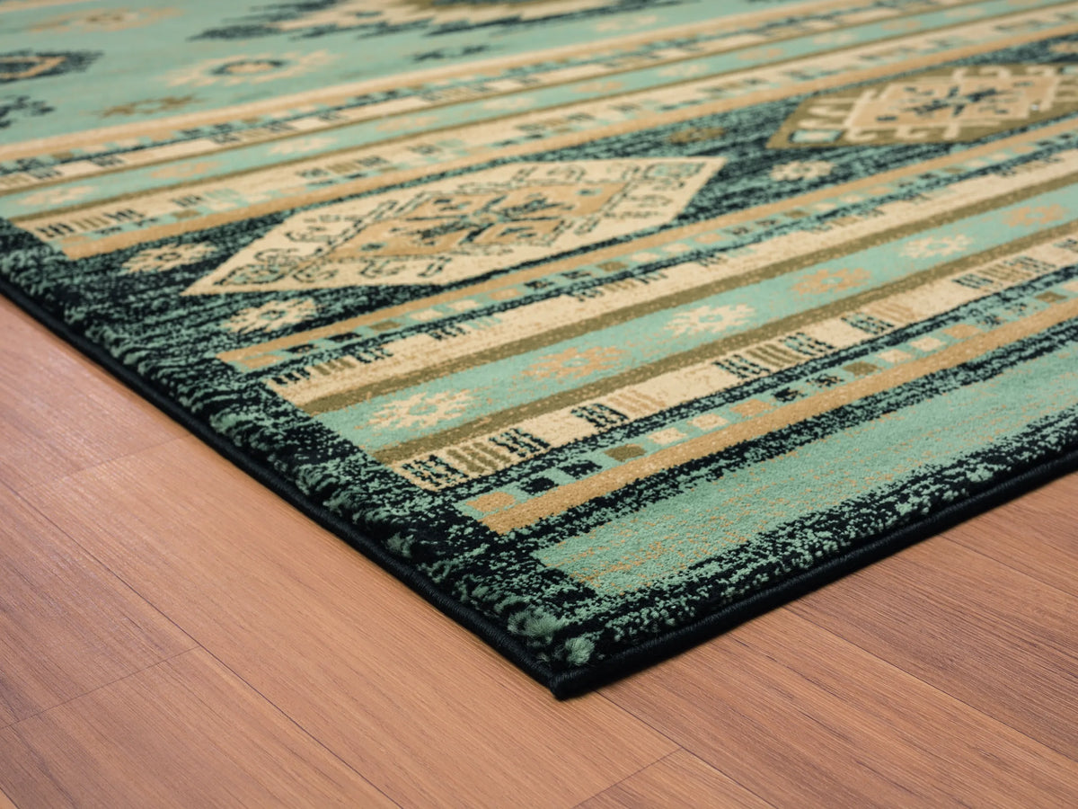 United Weavers Highlands Eagle Eye Blue Rug - angle view