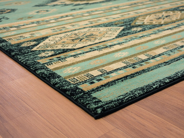 United Weavers Highlands Eagle Eye Blue Rug - angle view