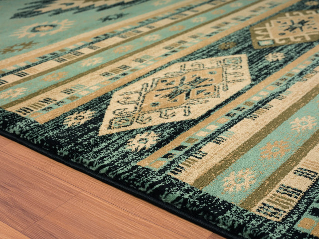 United Weavers Highlands Eagle Eye Blue Rug - close-up detail