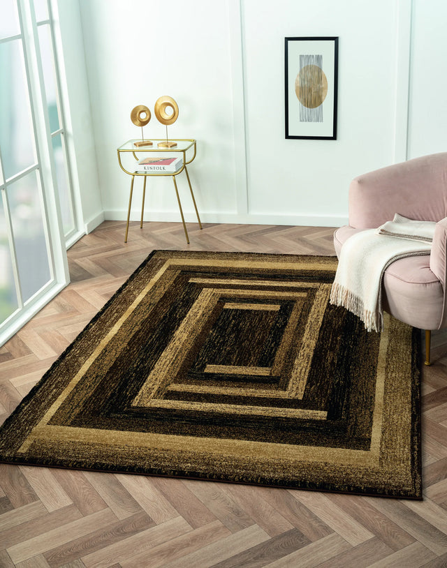 United Weavers Highlands The Maze Brown Rug - room scene