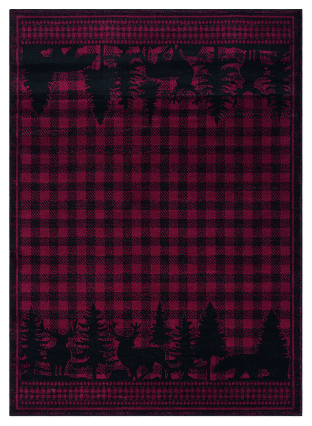 United Weavers Highlands Woodland Red Rug - front view