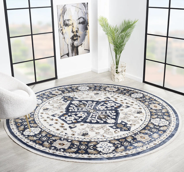 United Weavers Hudson Suzy Blue Rug - round room scene