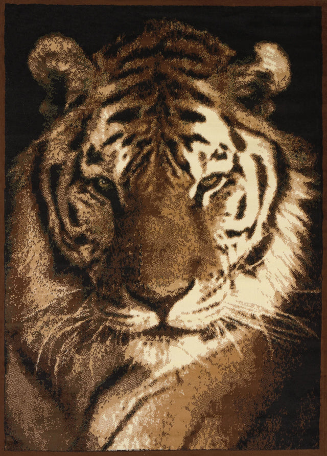 United Weavers Legends Tiger Portrait Multi Rug - front view