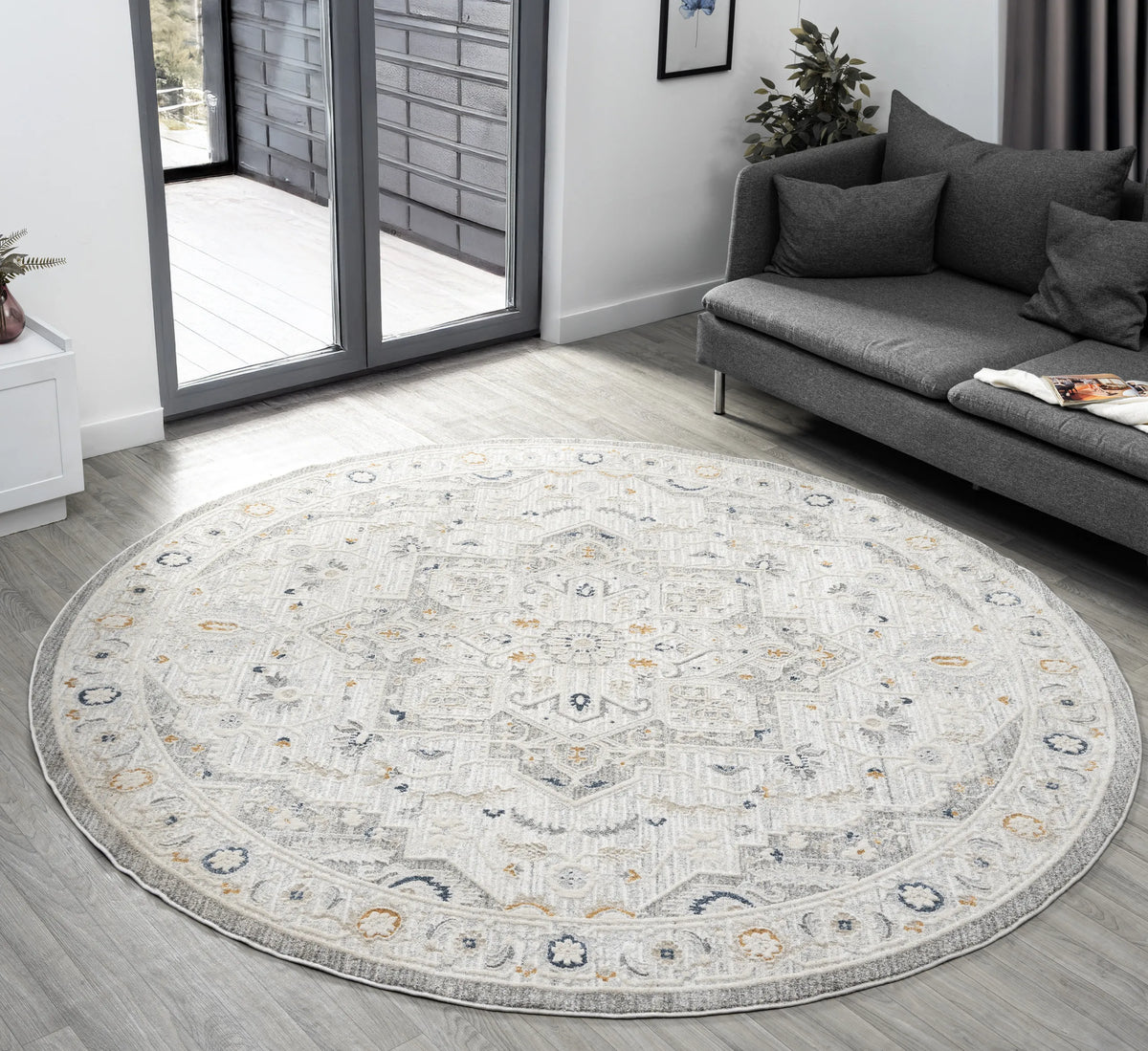 United Weavers Lexington Dakota Grey Rug - round room scene