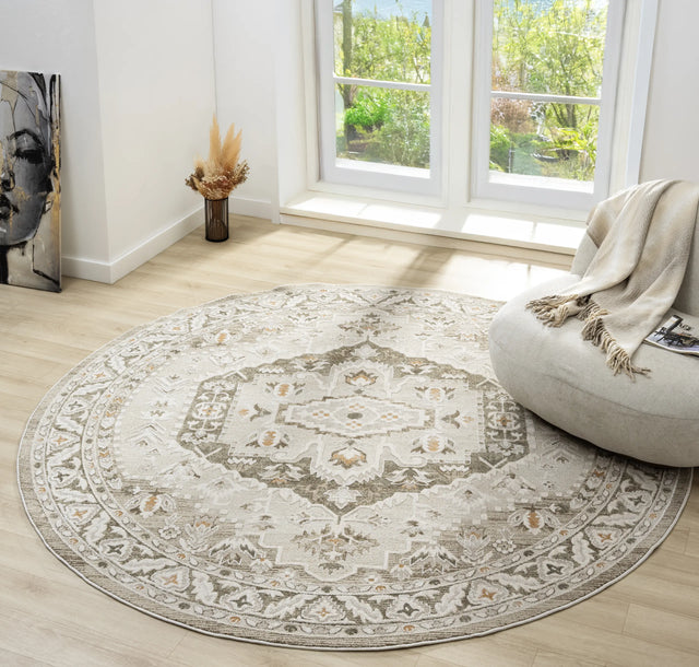 United Weavers Lexington Lily Beige Rug - round room scene