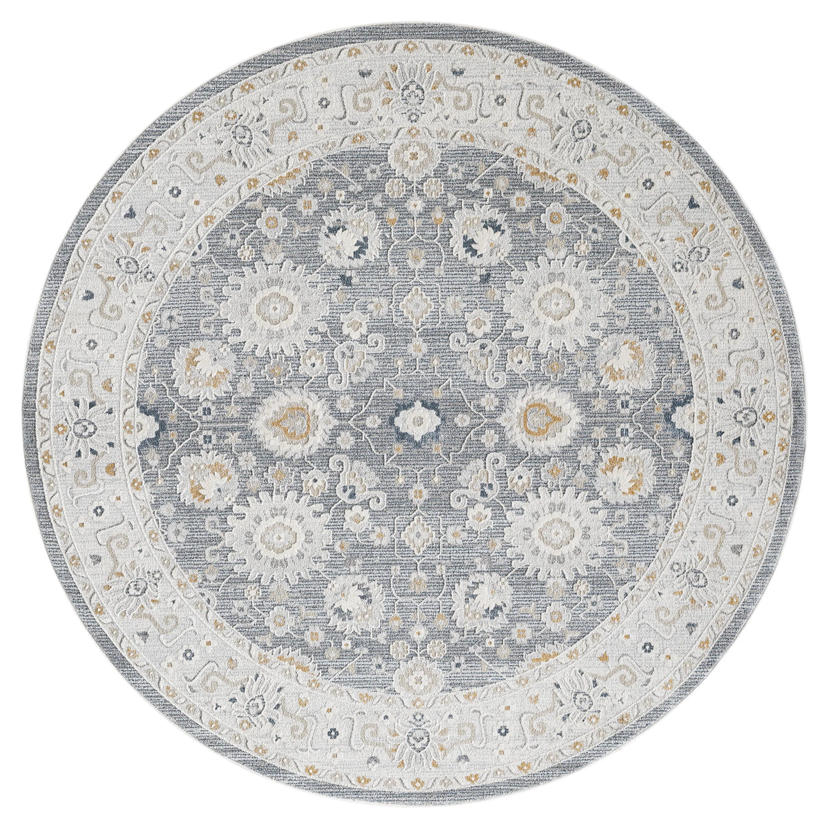 United Weavers Lexington Rosebud Grey Rug - round front view