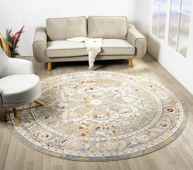 United Weavers Stratton Camry Beige Rug - round room scene