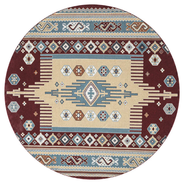 United Weavers Stratton Denali Burgundy Rug - round front view