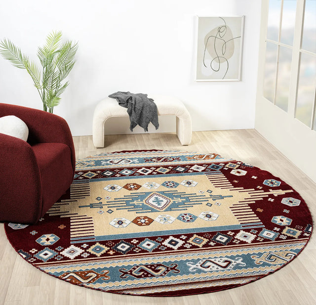 United Weavers Stratton Denali Burgundy Rug - round room scene