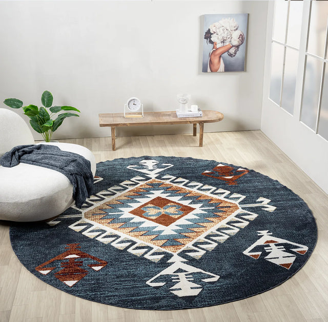 United Weavers Stratton Jamaica Navy Rug - round room scene