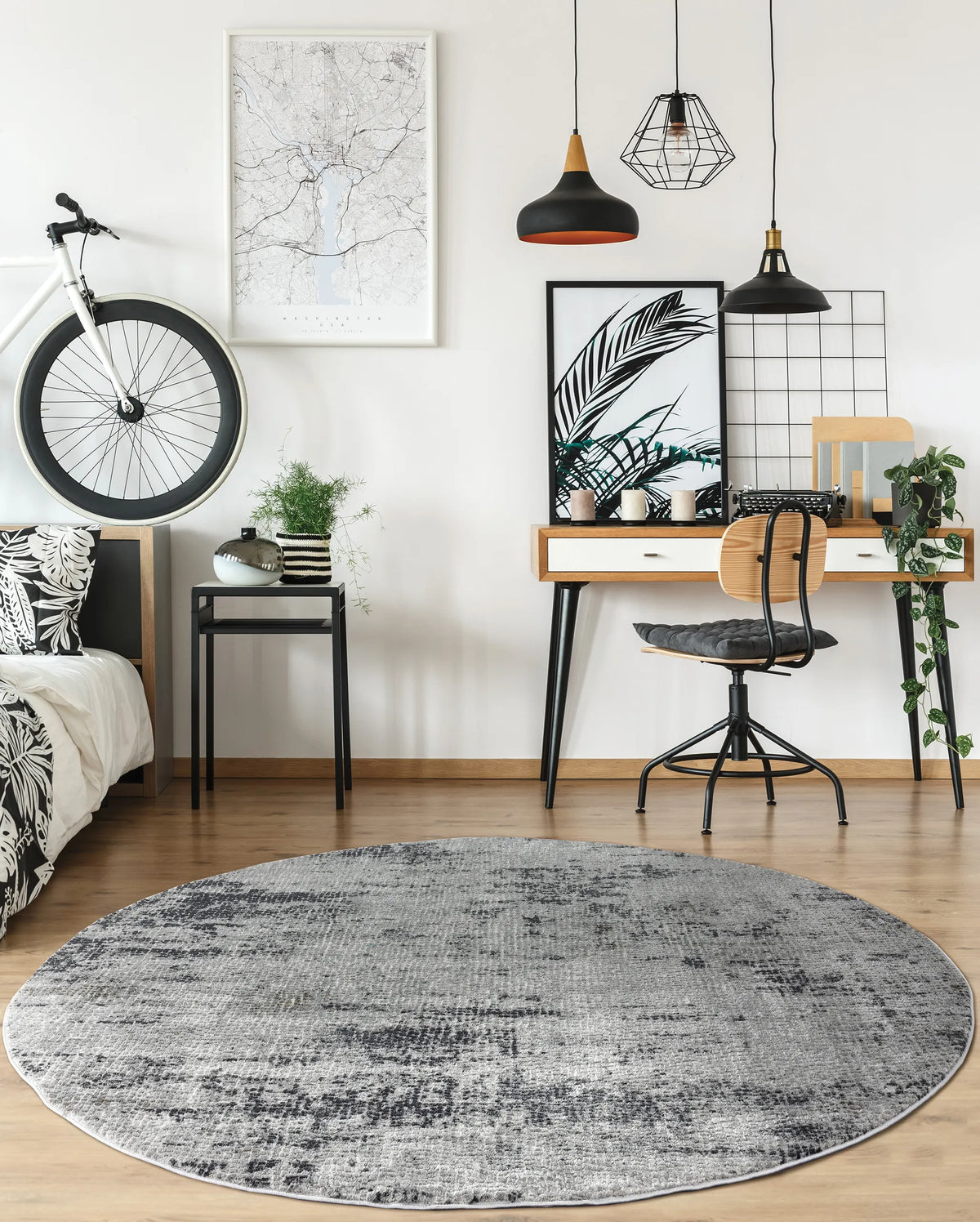 United Weavers Veronica Benidict Grey Rug - round room scene
