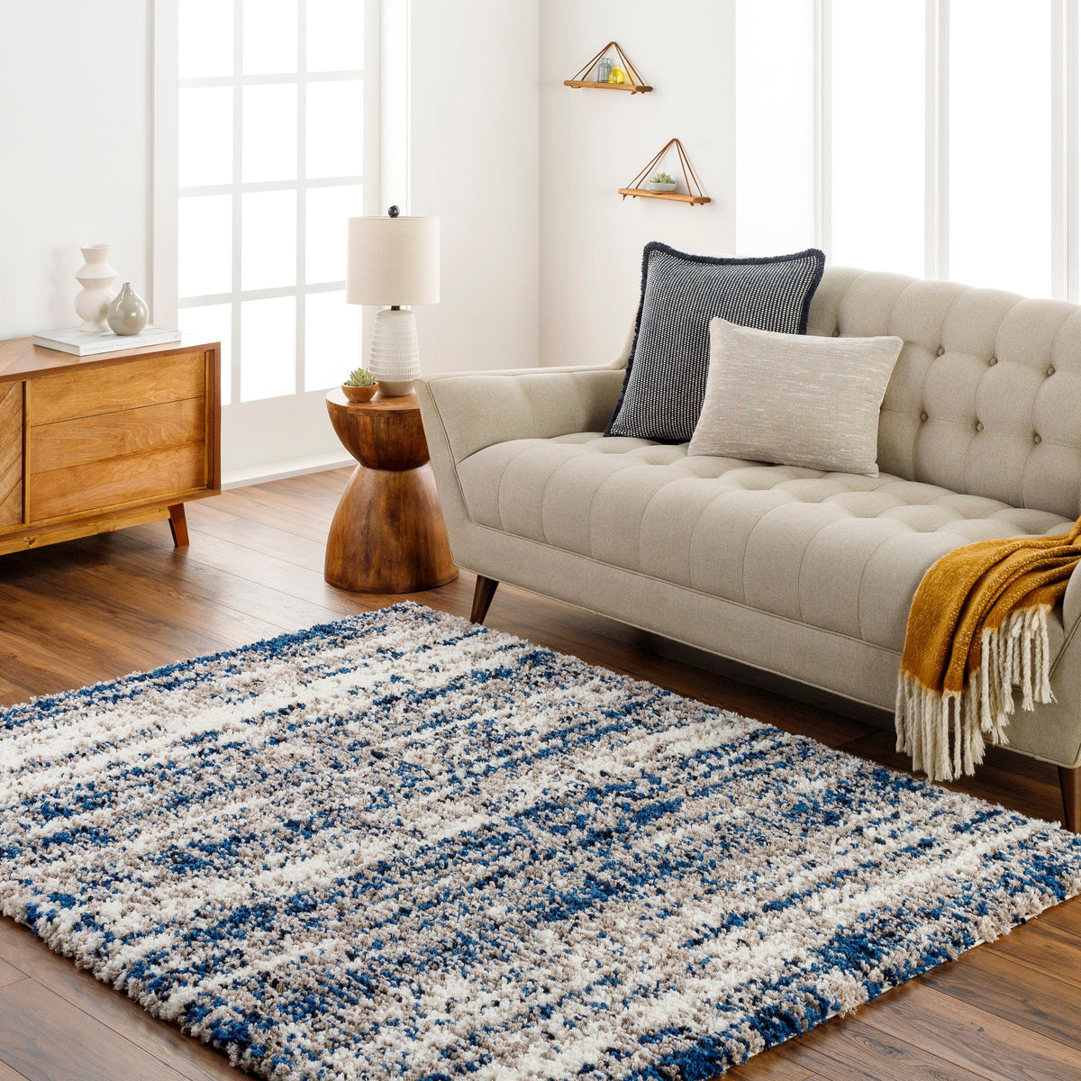 Surya Ultra Shag Utg-2301 Pale Pink, Onyx, Ash, Pewter, Sage Rug.