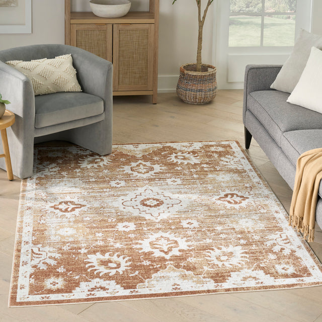 Nourison Astra Machine Washable ASW19 Machine Made Copper Rug