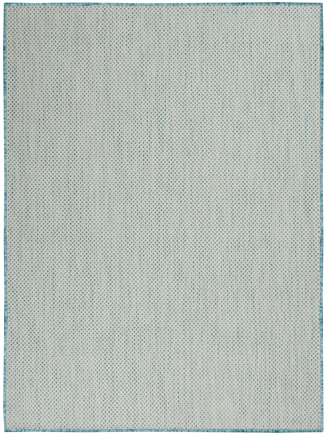 Nourison Courtyard COU01 Machine Made Ivory, Aqua Rug