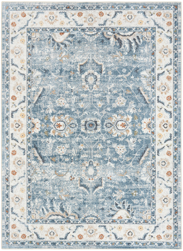 Nourison Astra Machine Washable ASW20 Machine Made Blue Rug