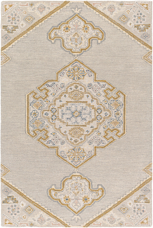 Surya Vivianne Vve-2300 Medium Gray, Mustard, Ivory, Cream Rug.