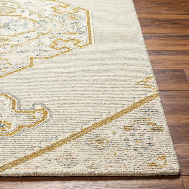 Surya Vivianne Vve-2300 Medium Gray, Mustard, Ivory, Cream Rug.