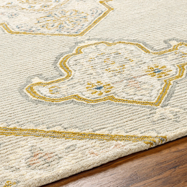 Surya Vivianne Vve-2300 Medium Gray, Mustard, Ivory, Cream Rug.
