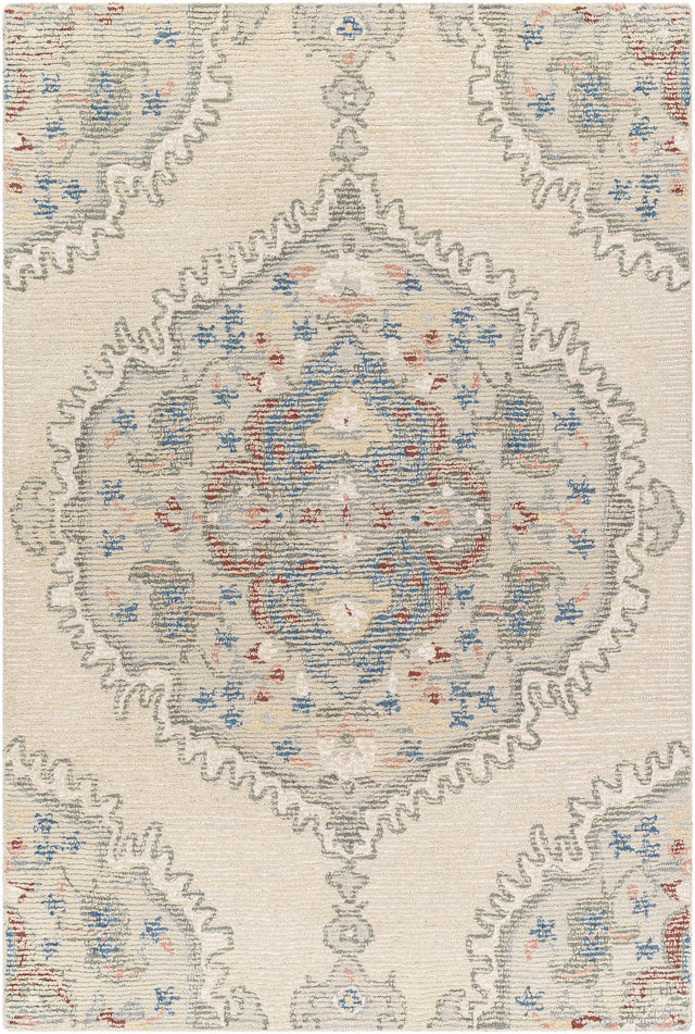 Surya Vivianne Vve-2302 Ivory, Dusty Sage, Rust, Dark Blue Rug.