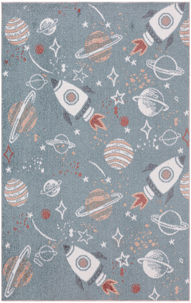 Nourison Astra Machine Washable ASW18 Machine Made Blue, Multicolor Rug