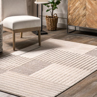 Nuloom Adabelle Contemporary Striped Acby05A Beige Area Rug