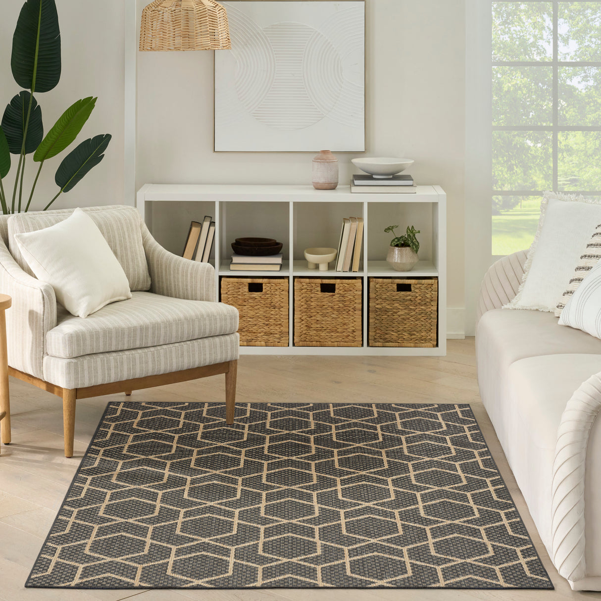 Nourison Horizon Indoor/Outdoor HOZ01 Charcoal Contemporary Area Rugs