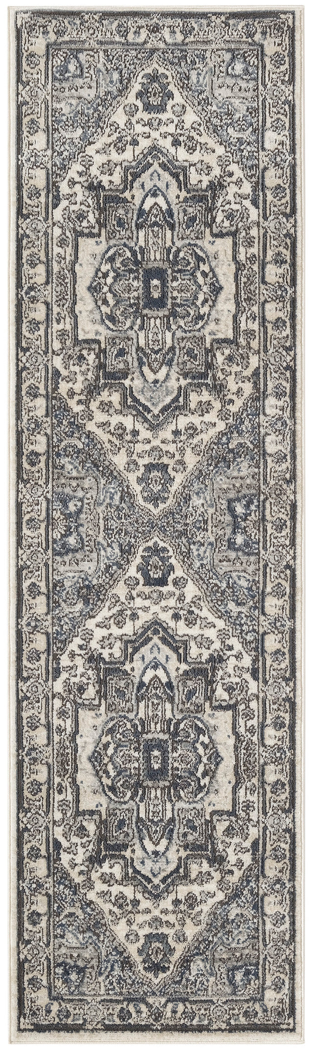 Nourison Quarry QUA18 Machine Made Ivory, Navy Rug