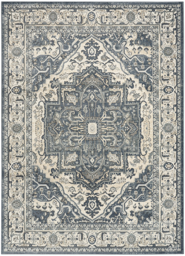 Nourison Quarry QUA18 Machine Made Navy, Ivory Rug