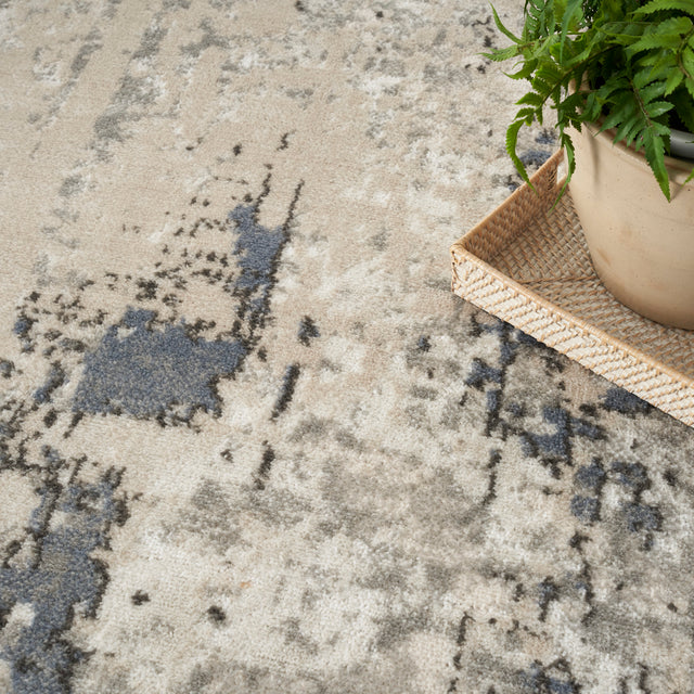 Nourison Quarry QUA01 Machine Made Ivory, Blue, Grey Rug