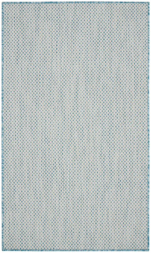 Nourison Courtyard COU01 Machine Made Ivory, Aqua Rug