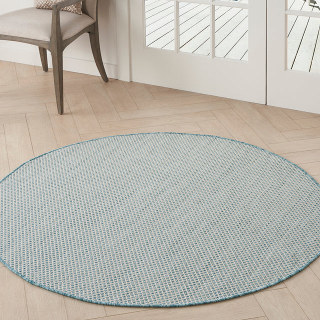 Nourison Courtyard COU01 Machine Made Ivory, Aqua Rug