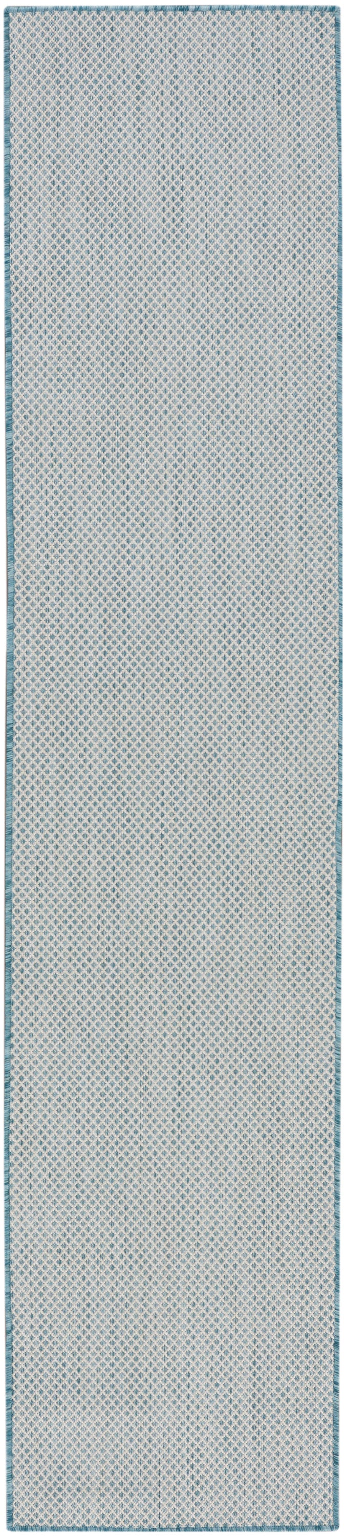 Nourison Courtyard COU01 Machine Made Ivory, Aqua Rug
