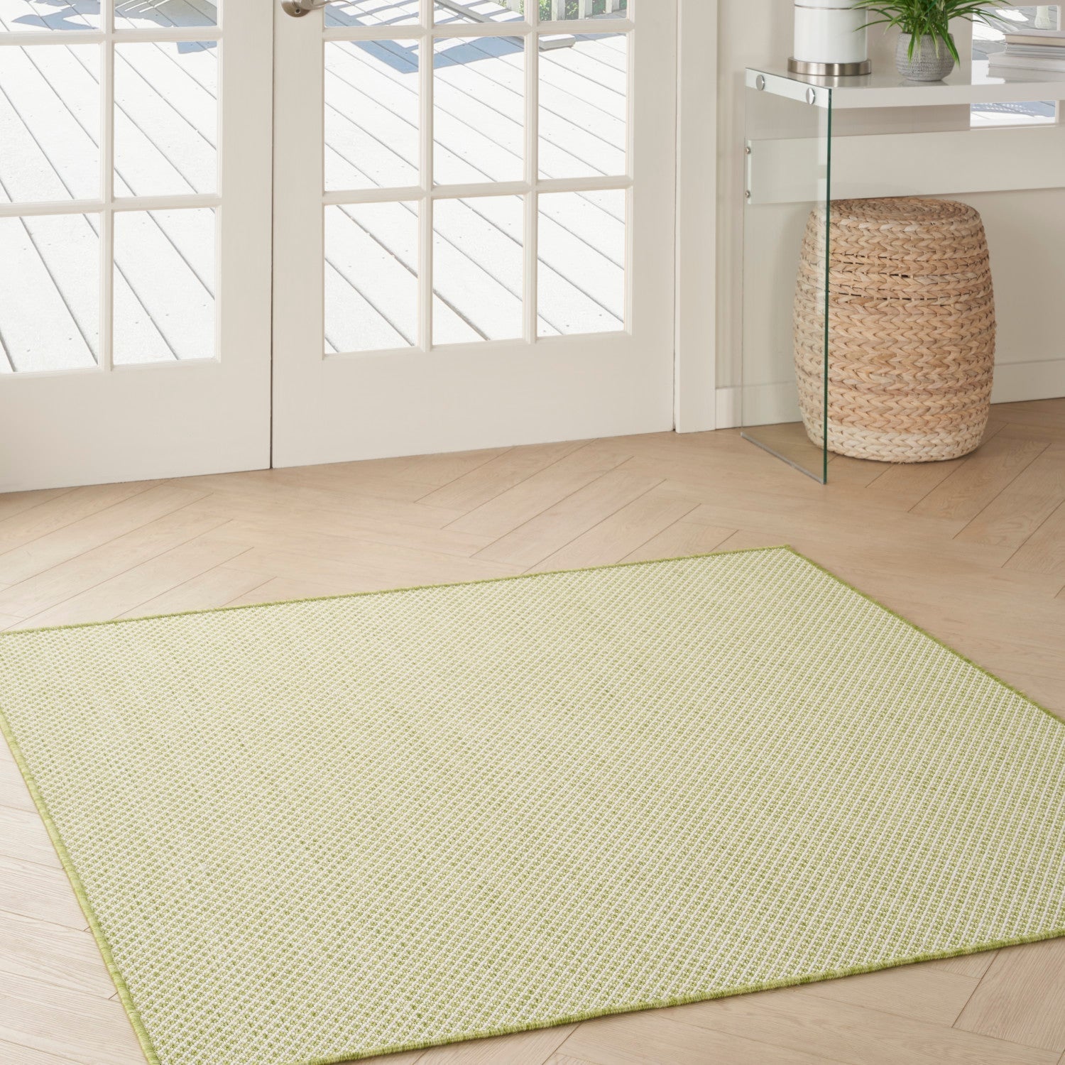 Nourison Courtyard Cou01 Ivory Green Rugs