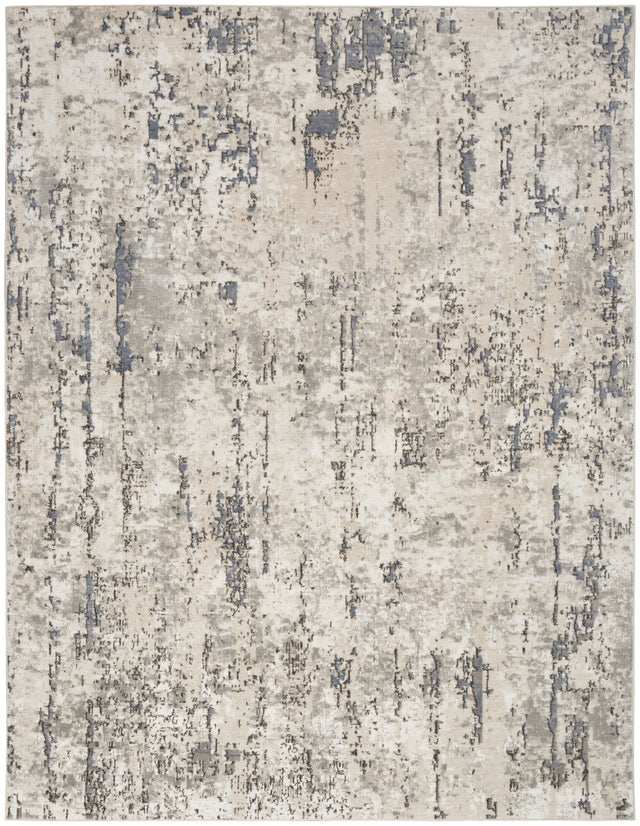 Nourison Quarry QUA01 Machine Made Ivory, Blue, Grey Rug