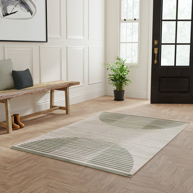 Nourison Astra Machine Washable ASW03 Machine Made Ivory, Olive Rug