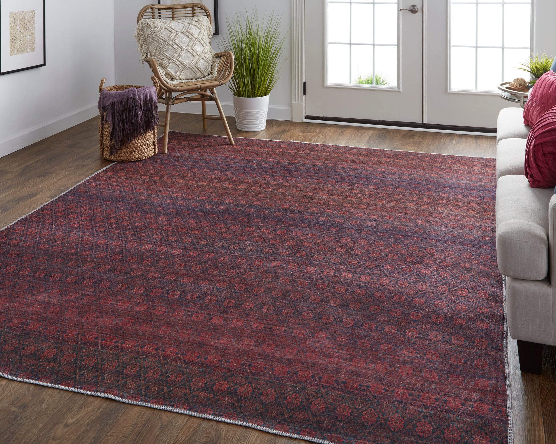 Feizy Voss Vos39Haf Red/Gray Area Rug