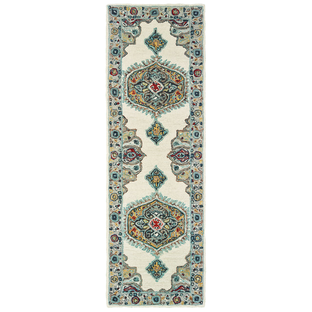 Oriental Weavers Sphinx Zahra 75505 Ivory / Grey Rug - 2'6" x 8'0" runner view