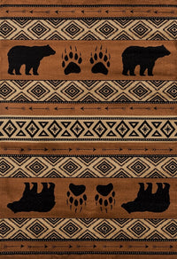 United Weavers Woodside Bear Imprint Brown (712-30850) Lodge Area Rug