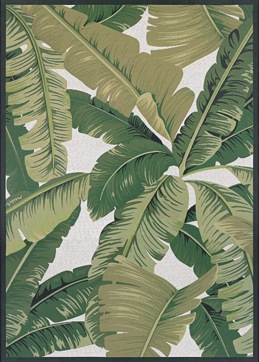 Couristan Dolce Palm Lily 7506/0004 Hunter Green / Ivory Tropical Area Rug