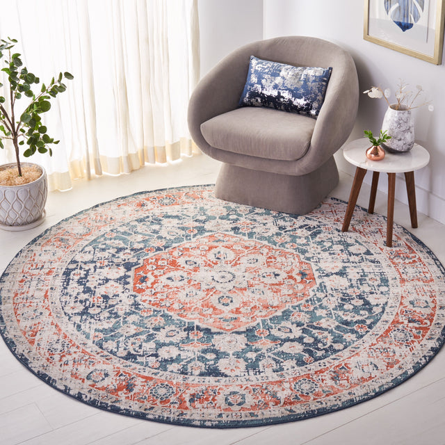 Safavieh Madison Mad836N Navy/Rust Rug.