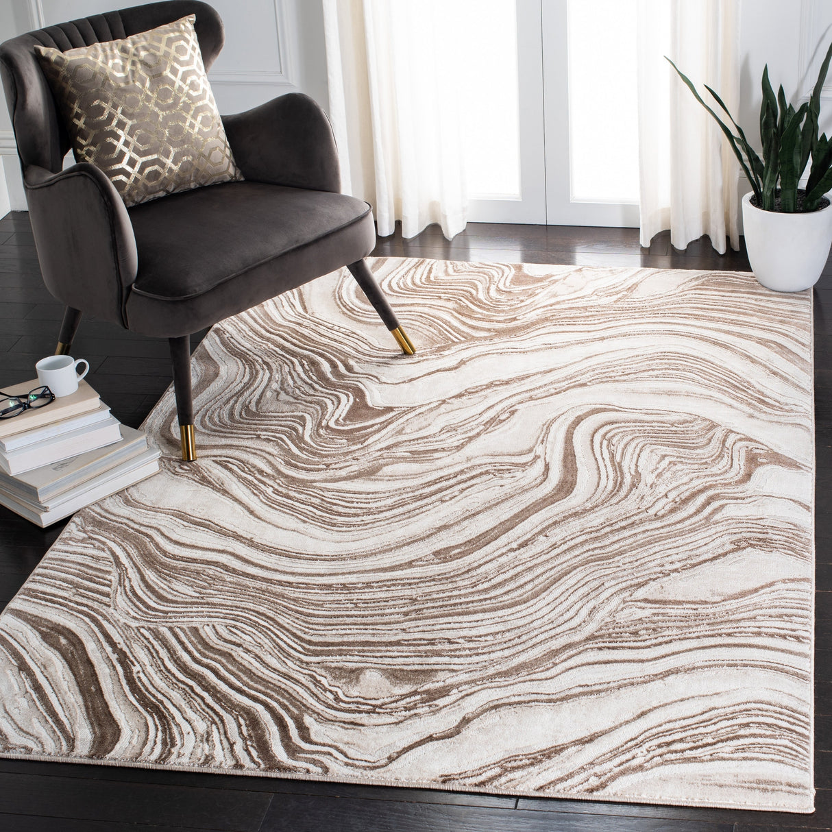 Safavieh Meadow Mdw564B Beige/Brown Rug.