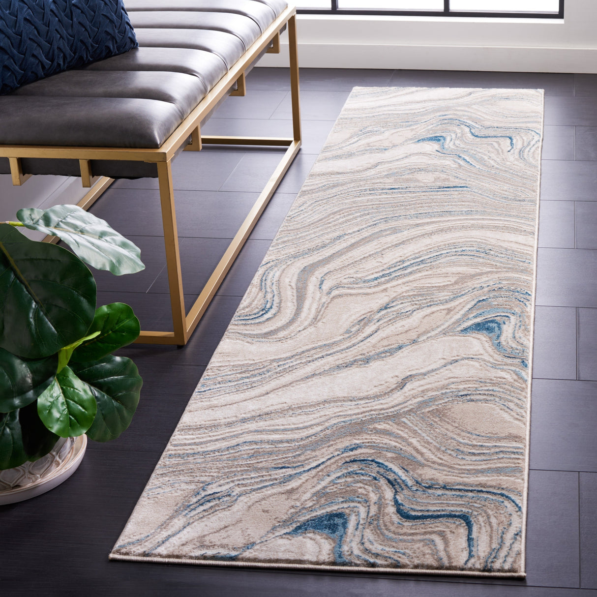 Safavieh Meadow Mdw564M Beige/Blue Rug.