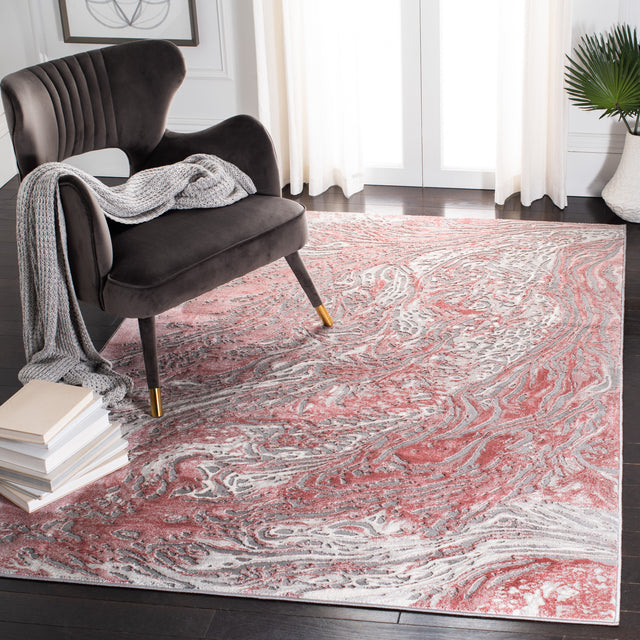 Safavieh Meadow Mdw568G Light Grey/Pink Rug.